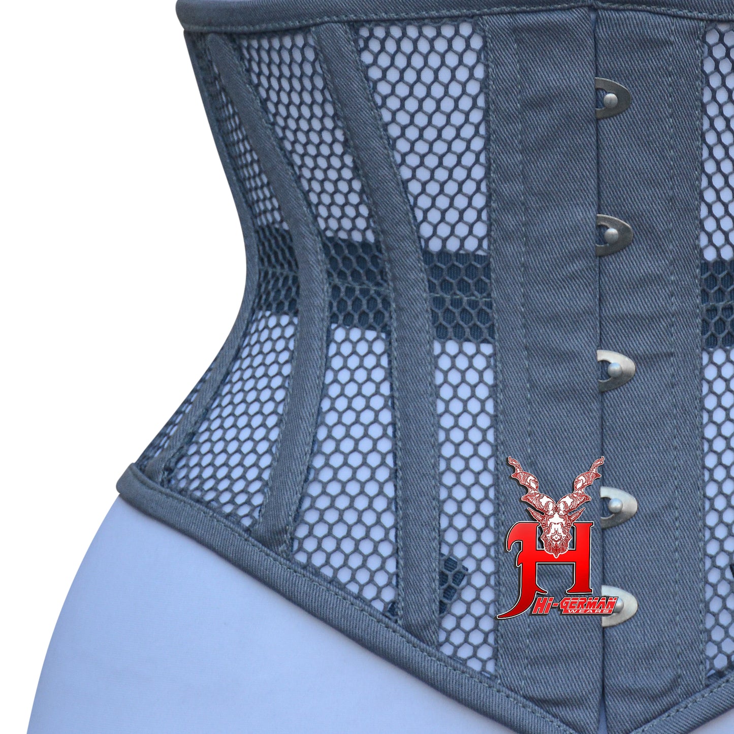 Women’s Underbust Black Cotton Mesh Steel Boned Waist Trainer Corset Unterbrust Korsett Damen