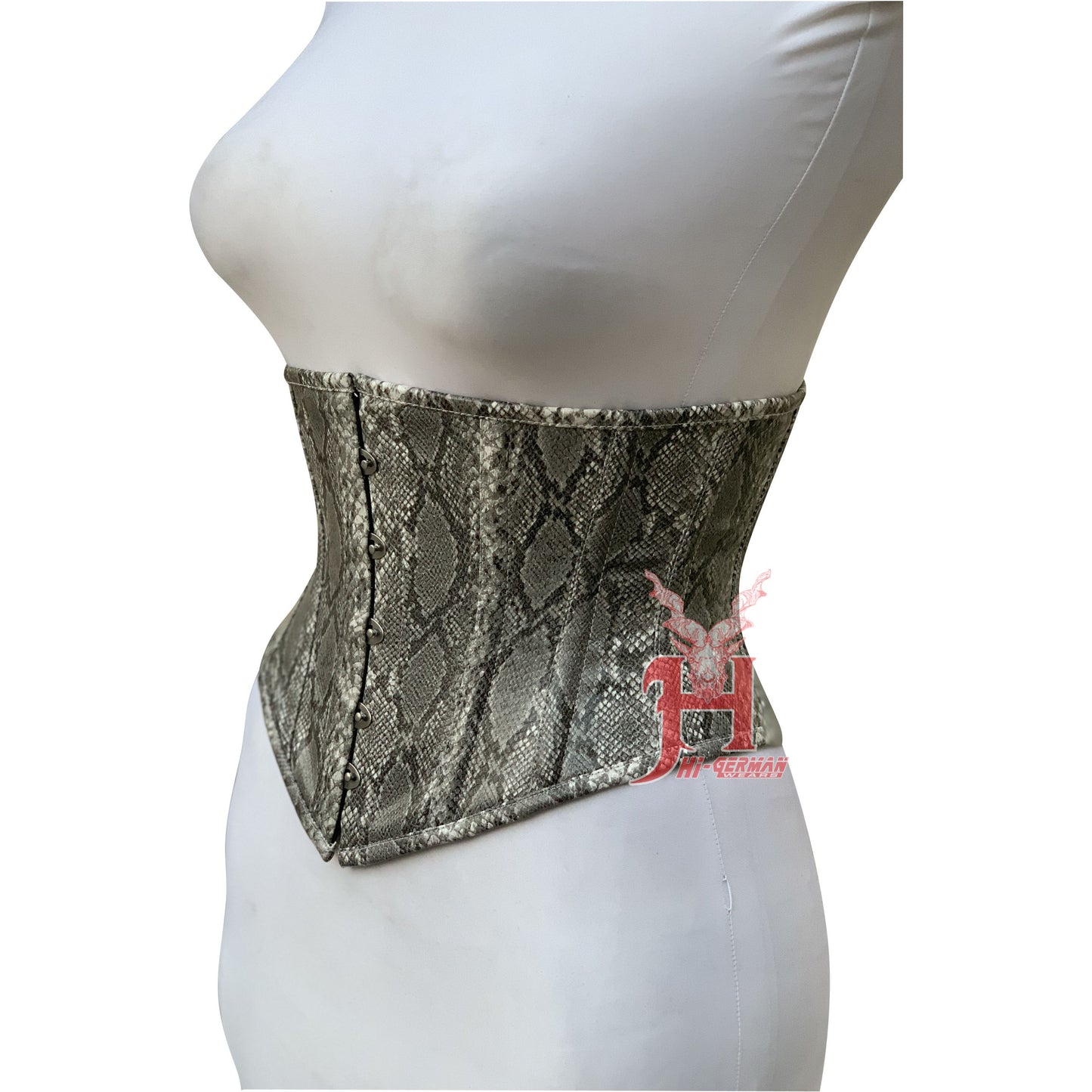 Unterbrustkorsett Damen – Waist Trainer Corsage Steel Boned Schwarz Kunstleder Top / Underbust Corset