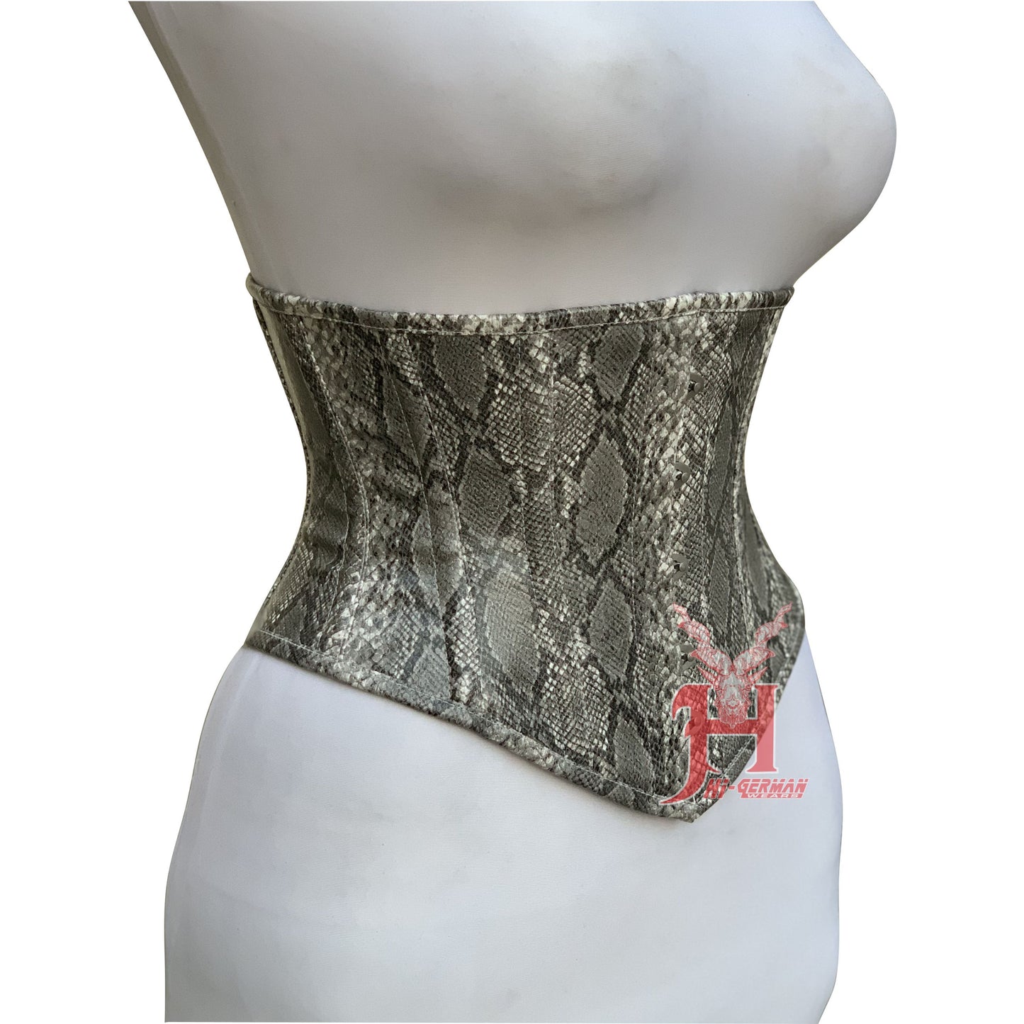 Unterbrustkorsett Damen – Waist Trainer Corsage Steel Boned Schwarz Kunstleder Top / Underbust Corset