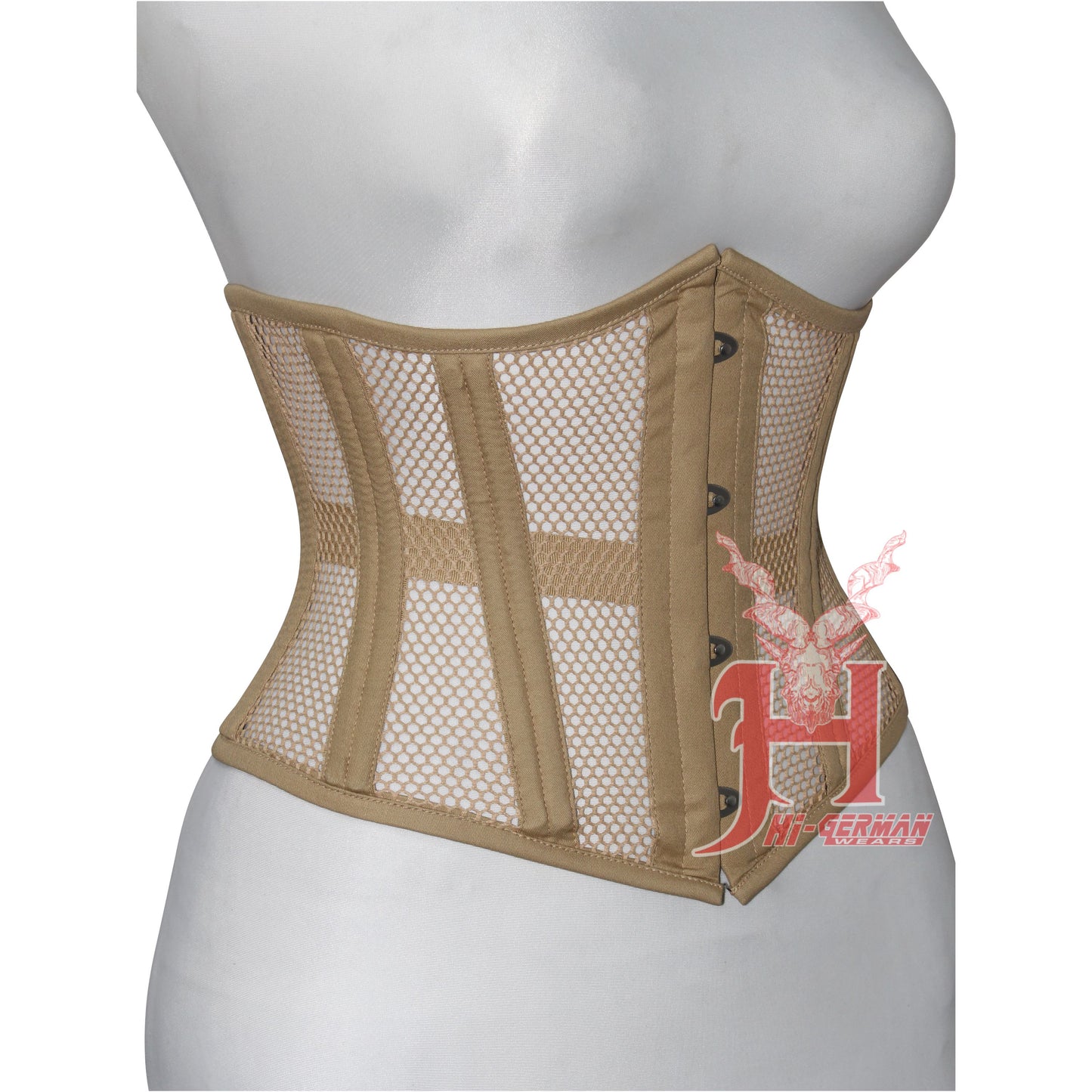 Women Corsets Underbust Beige Cotton Mesh Steel Boned Corset Truly Waist Trainer Corset Hi-10