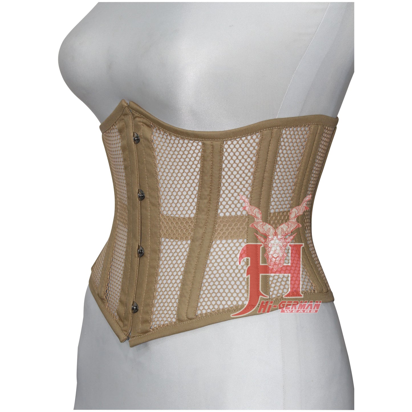 Women Corsets Underbust Beige Cotton Mesh Steel Boned Corset Truly Waist Trainer Corset Hi-10