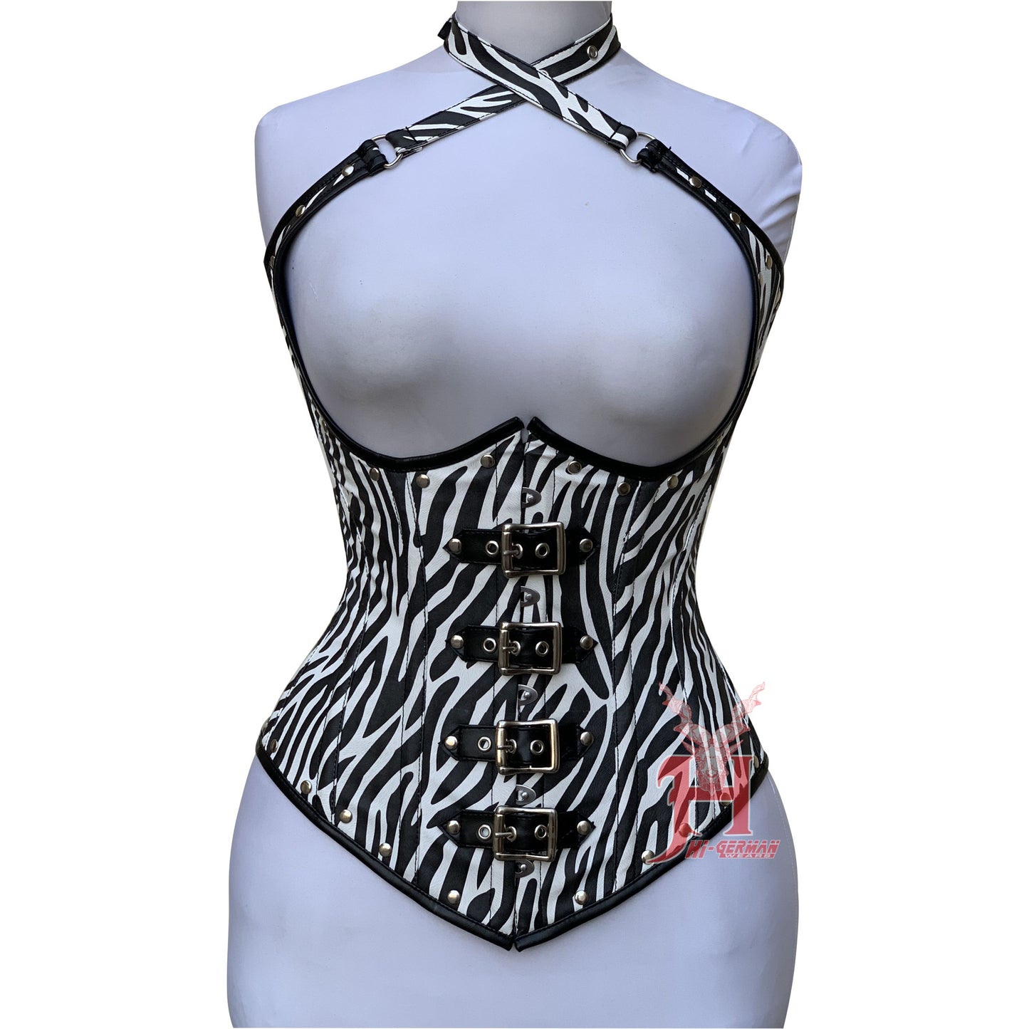 Unterbrustkorsett Damen – Steel-Boned Faux Leather Steampunk Corset / Body Shaper Hourglass