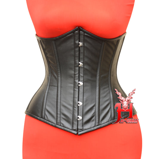 Women's Unterbrustkorsett Schwarz Leder Korsett Taillentraining Underbust Leather Corset