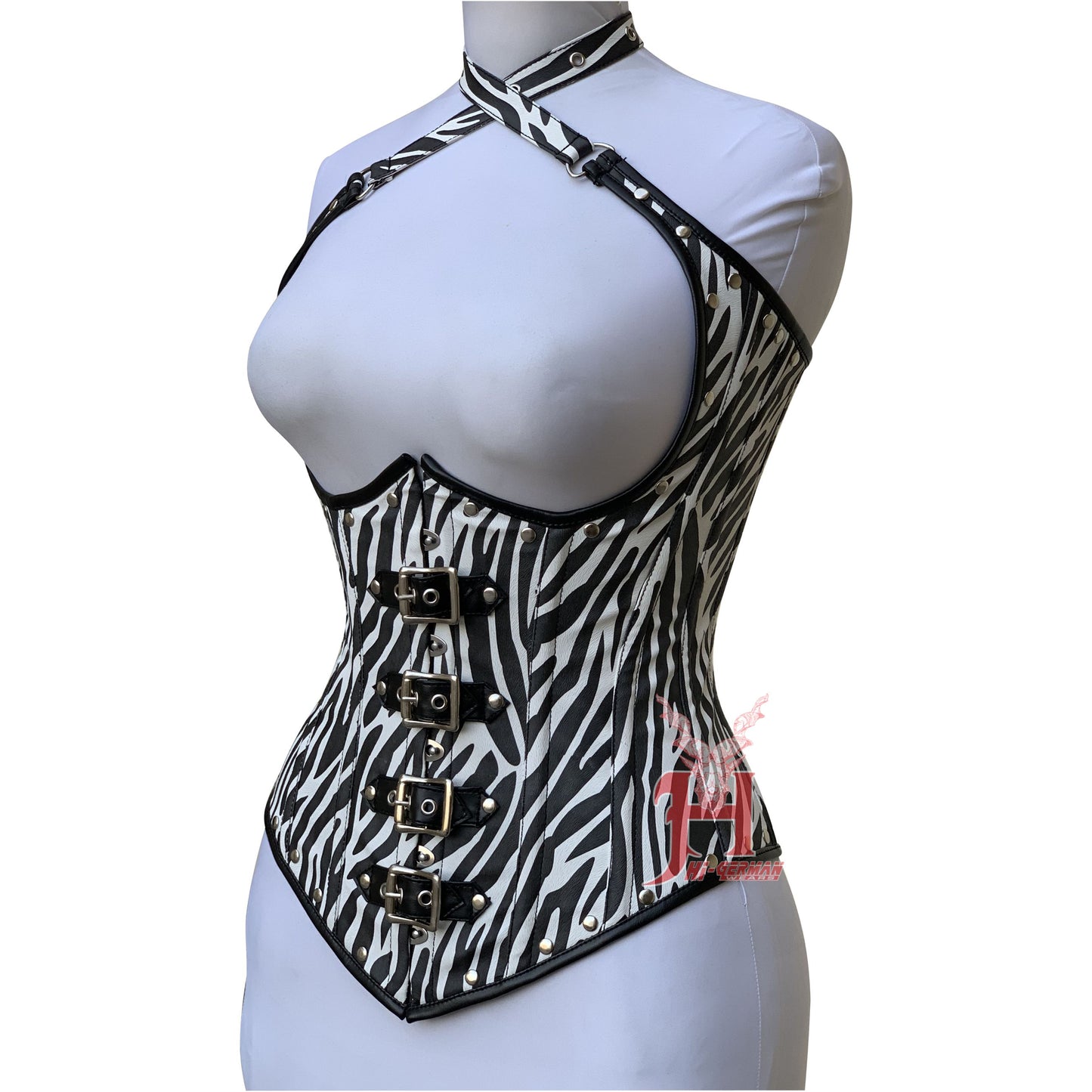 Unterbrustkorsett Damen – Steel-Boned Faux Leather Steampunk Corset / Body Shaper Hourglass