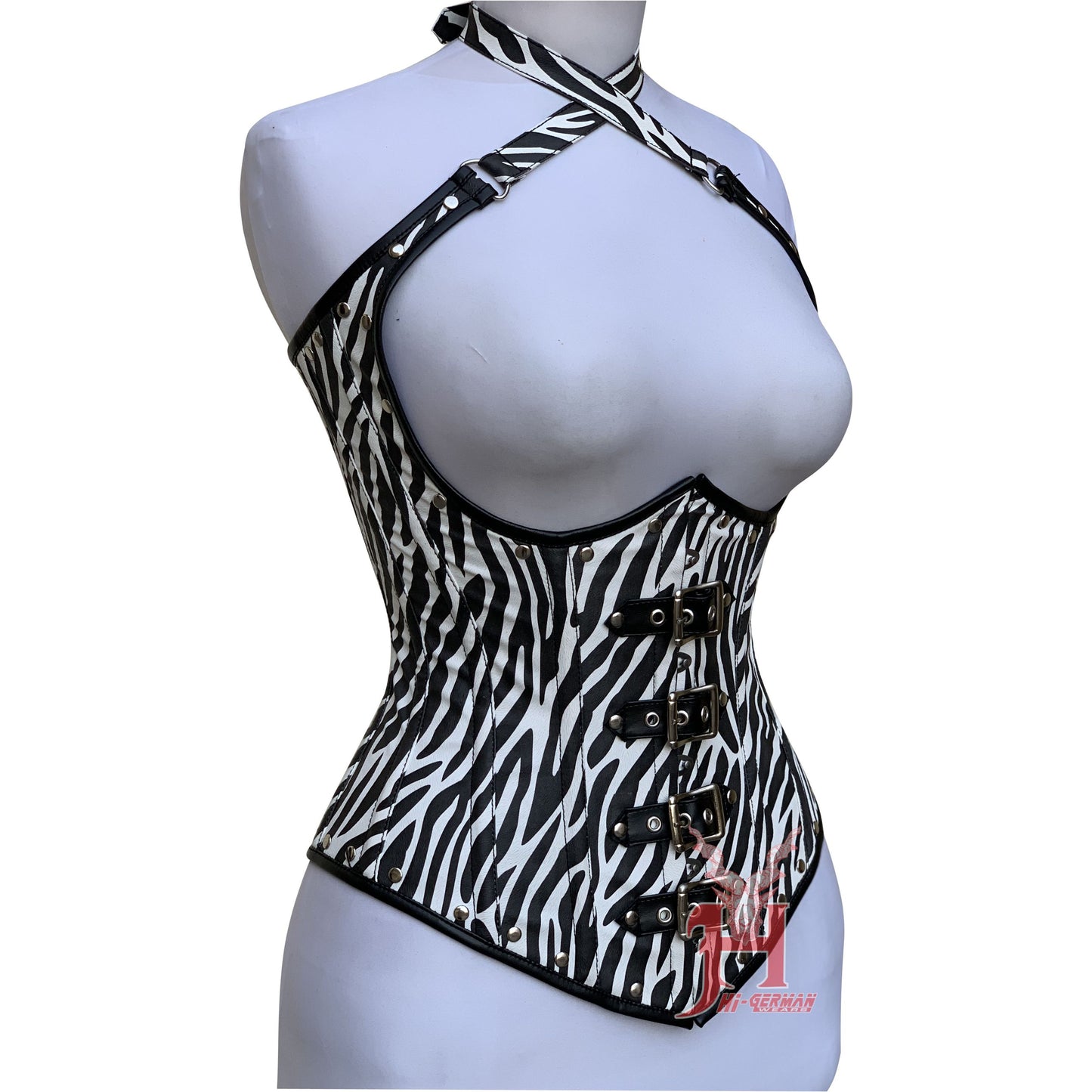 Unterbrustkorsett Damen – Steel-Boned Faux Leather Steampunk Corset / Body Shaper Hourglass