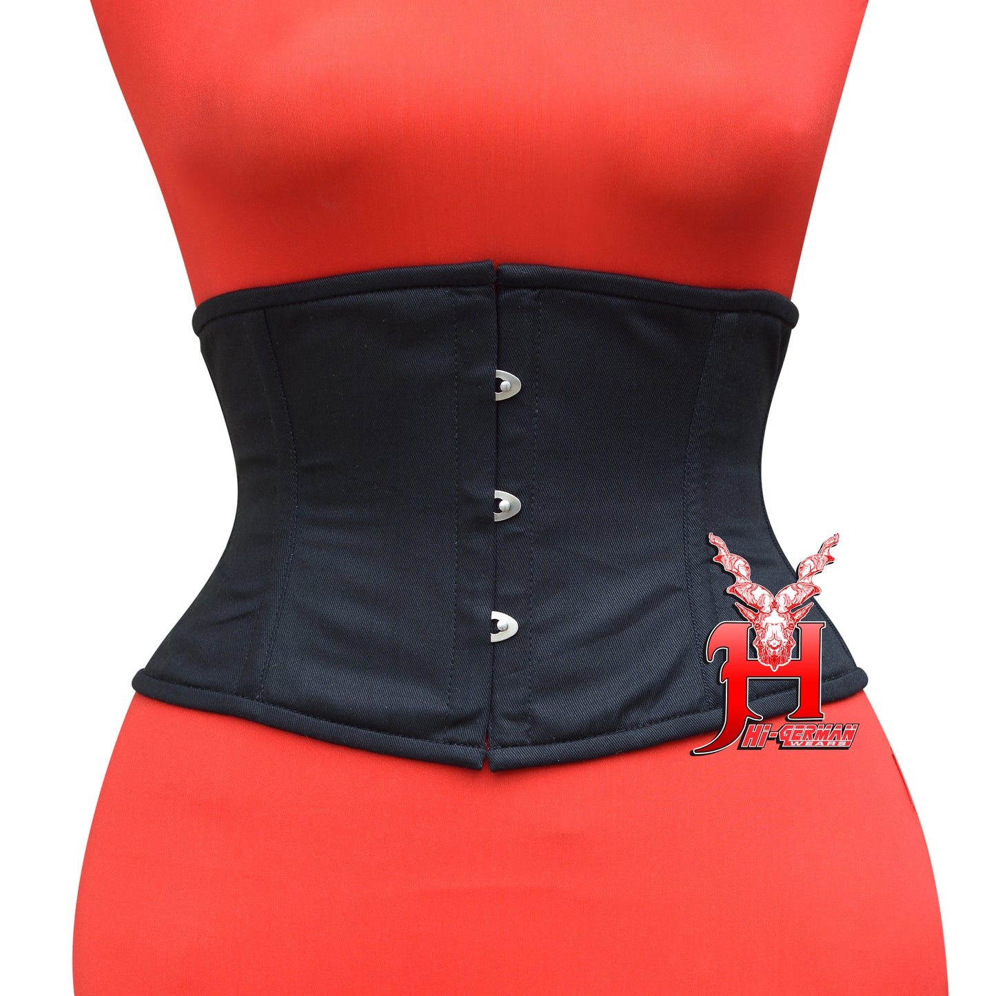 Women’s Underbust Black Cotton Steel Boned Waist Trainer Corset / Unterbrust Korsett Damen