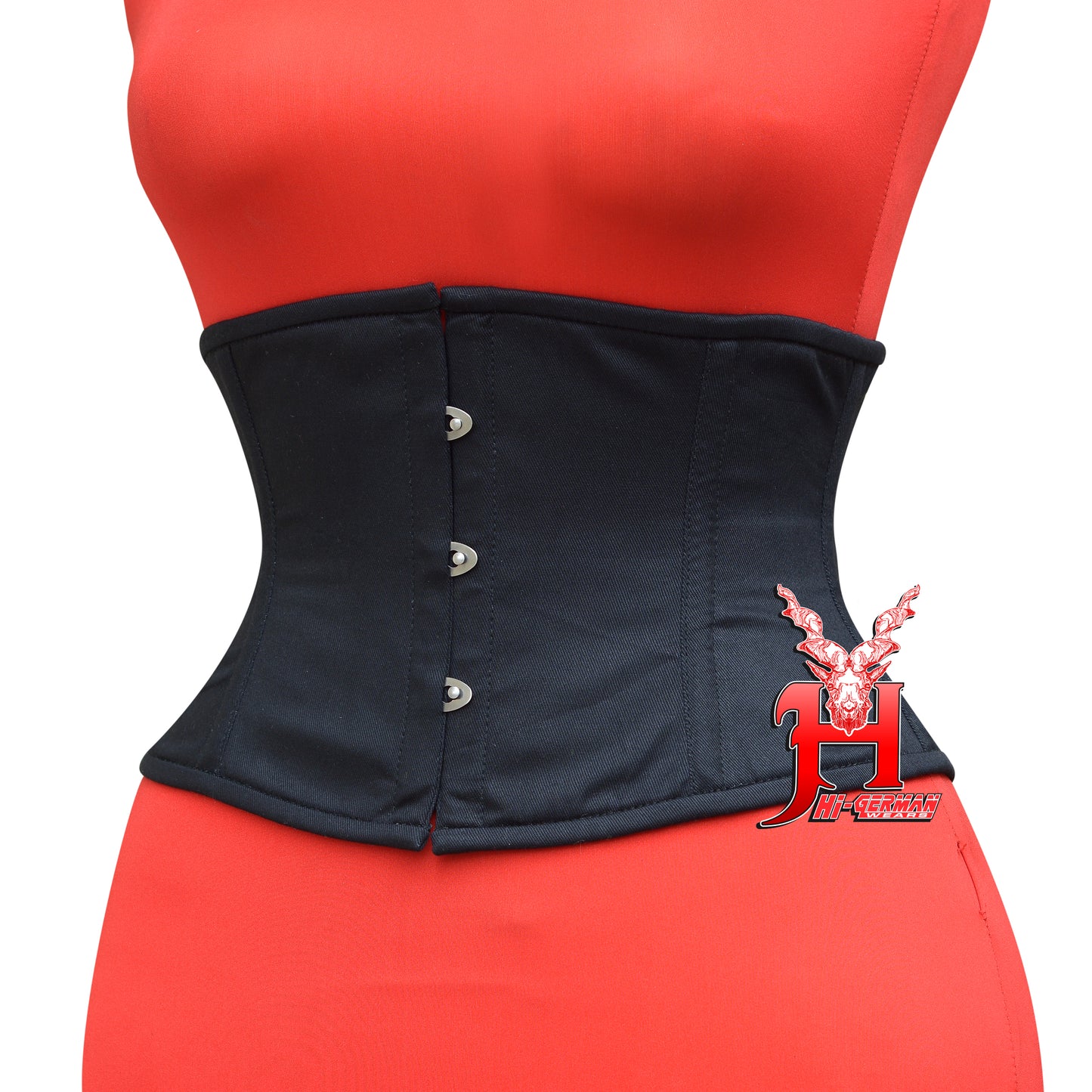 Women’s Underbust Black Cotton Steel Boned Waist Trainer Corset / Unterbrust Korsett Damen