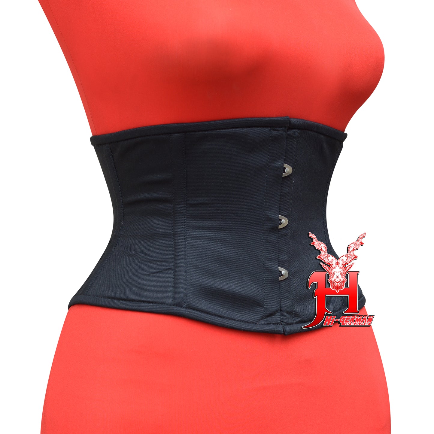 Women’s Underbust Black Cotton Steel Boned Waist Trainer Corset / Unterbrust Korsett Damen