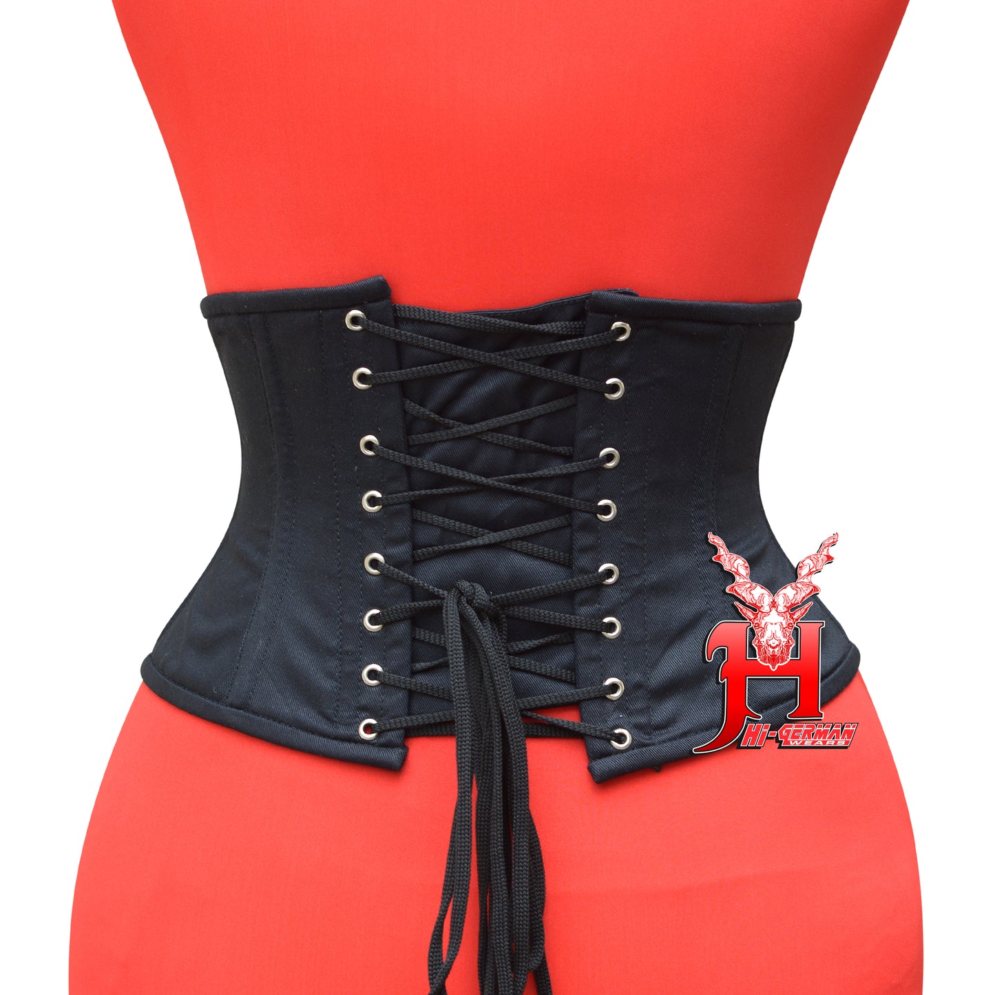 Women’s Underbust Black Cotton Steel Boned Waist Trainer Corset / Unterbrust Korsett Damen