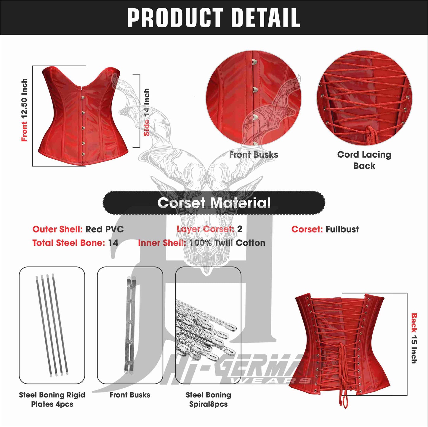 Women's Overbust Red PVC Steel Boned Corset Top Body shaper Waist Trainer