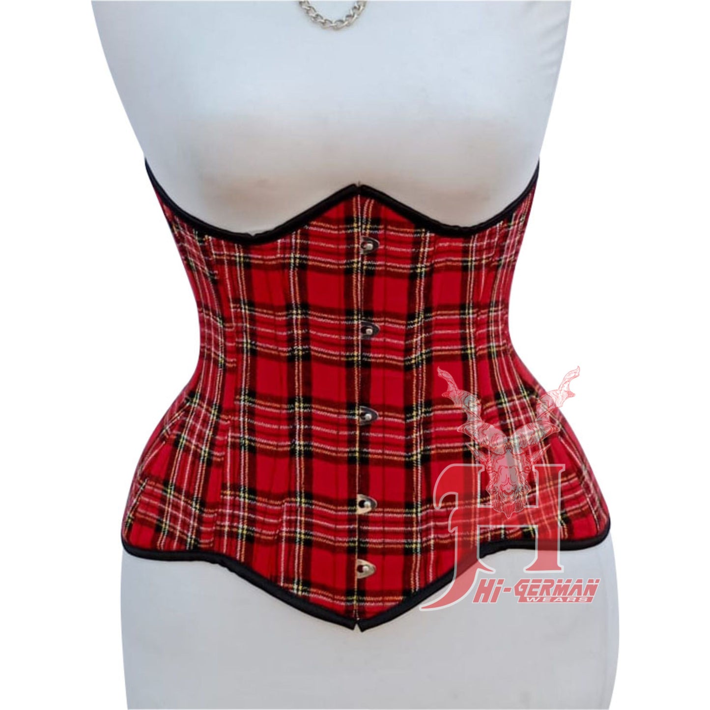 Women’s Underbust Red Cotton Corset Unterbrust Korsett Damen