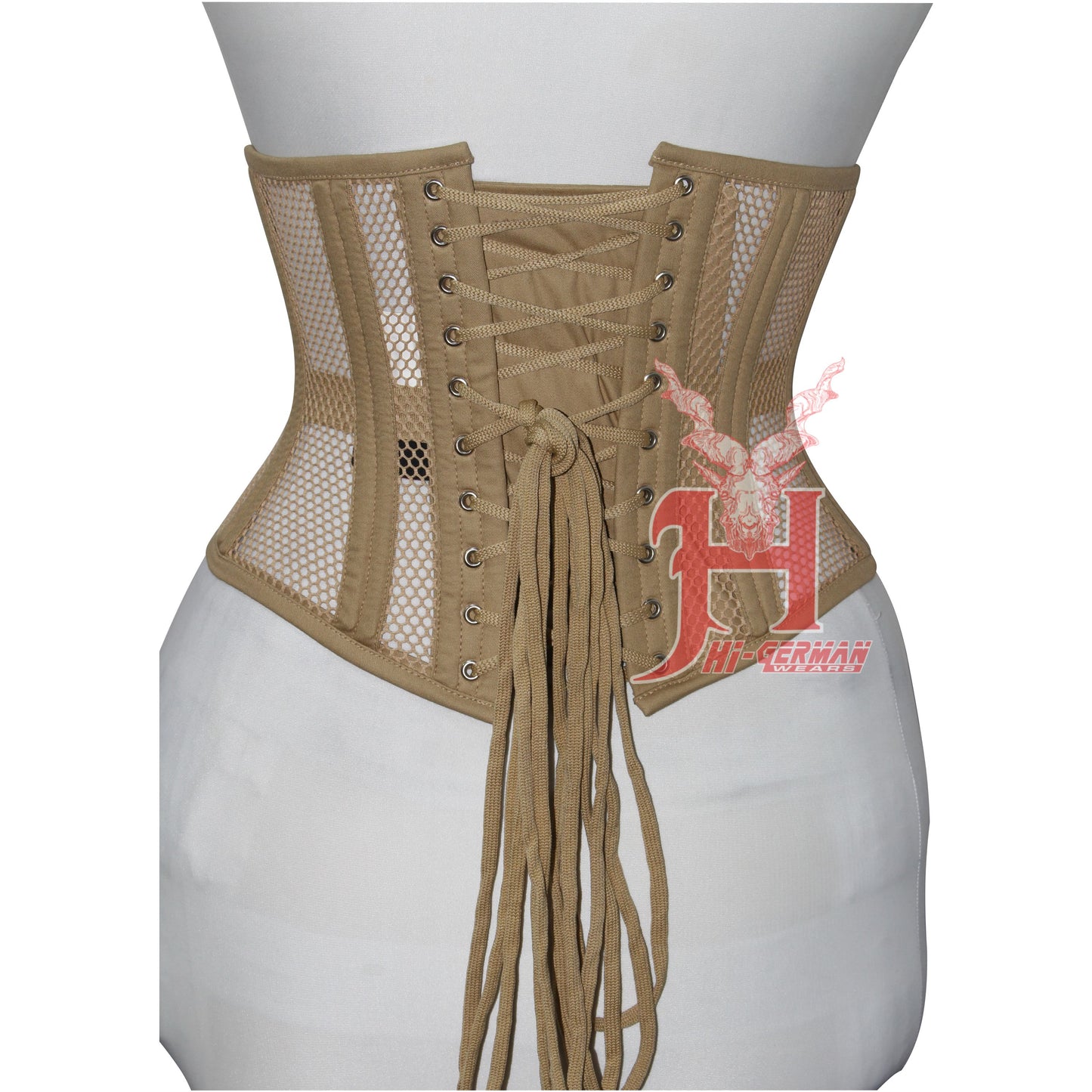 Women Corsets Underbust Beige Cotton Mesh Steel Boned Corset Truly Waist Trainer Corset Hi-10