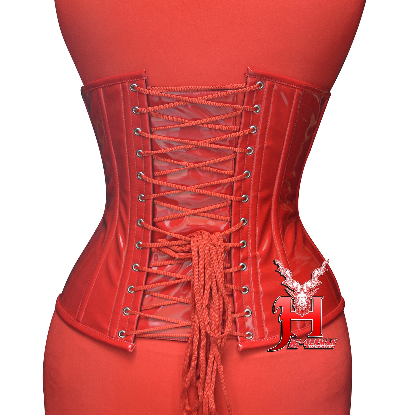Women’s Underbust Red PVC Steel Boned Corset | Unterbrust Korsett Rot