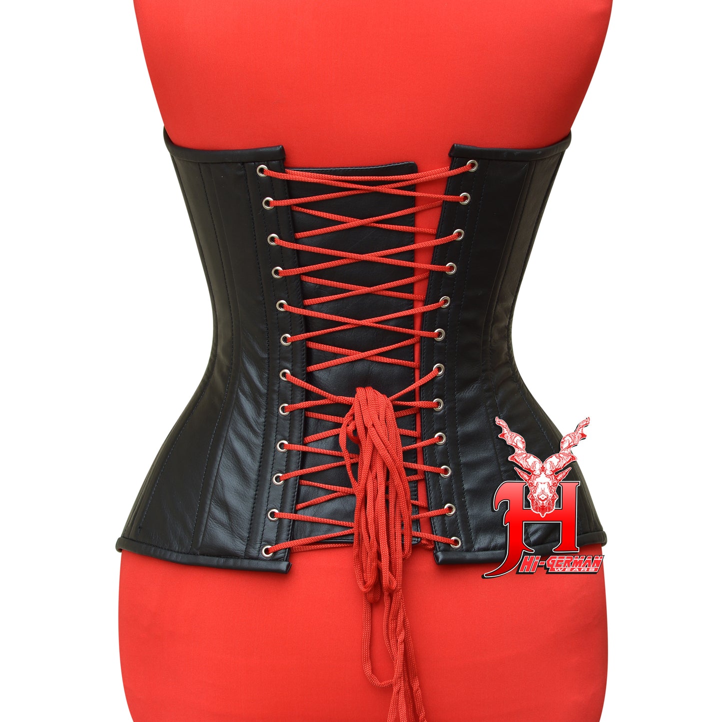 Women's Vollbrust Corsage Schwarz Leder Korsett Gothic Overbust Black Leather Corsets