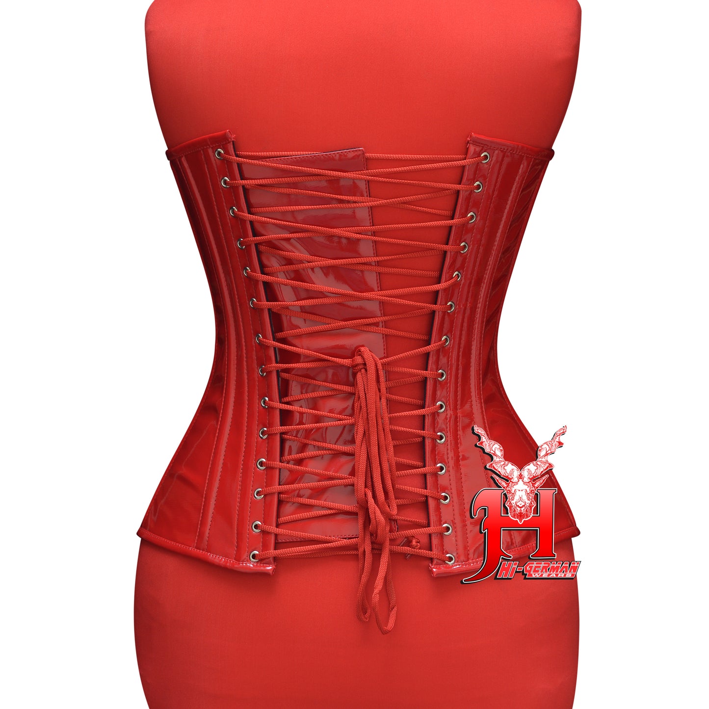 Women's Overbust Red PVC Steel Boned Corset Top Body shaper Waist Trainer