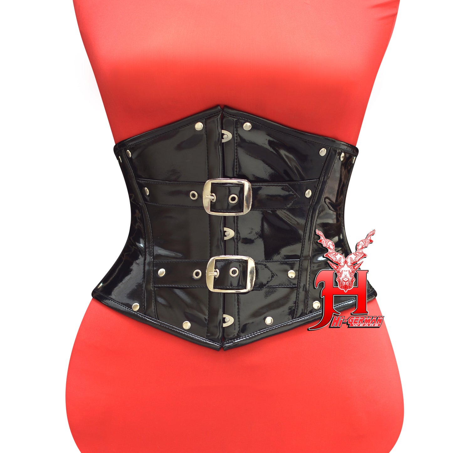 Women’s Black PVC Underbust Corset – Gothic Steampunk Waist Trainer | Unterbrust Korsett Schwarz Steampunk