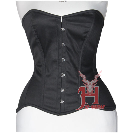 Handmade Women's Overbust corset Steel Boned Waist Training Gothic Black Cotton Corset Hi-107