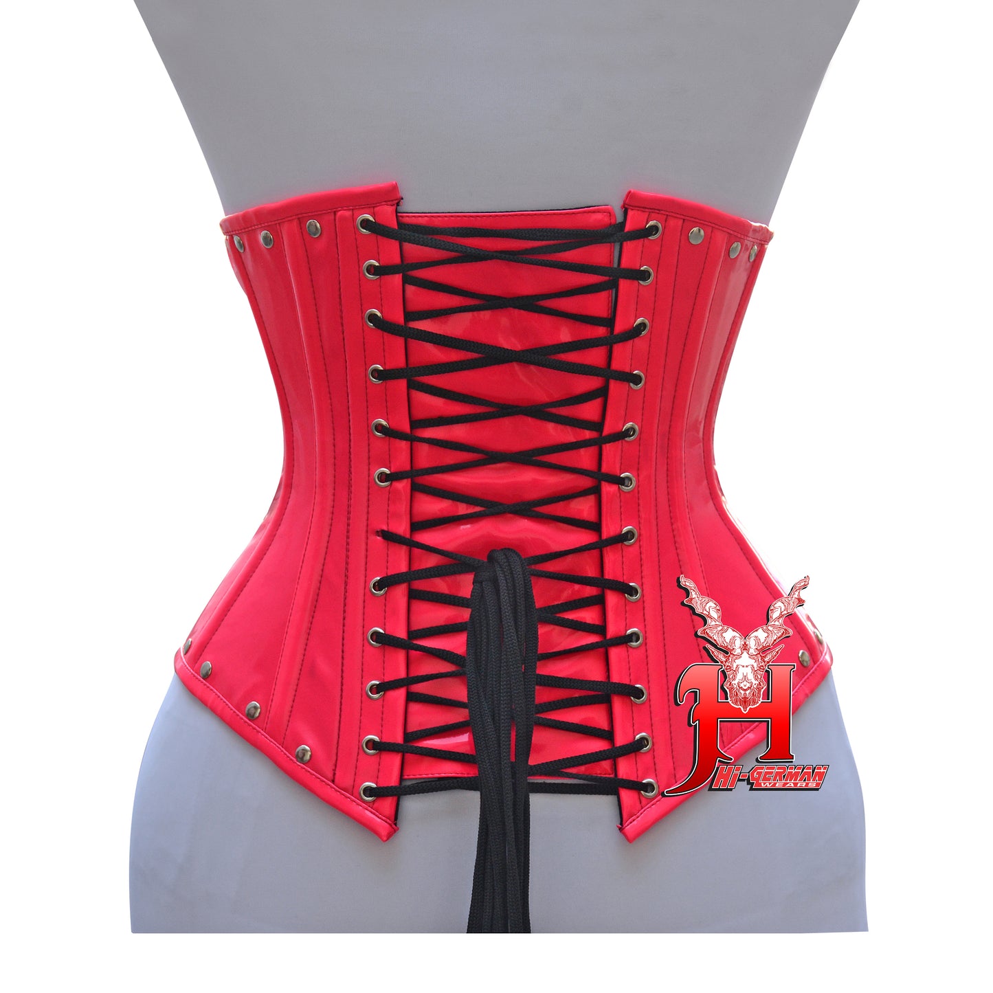 Women’s Underbust Pink PVC Steel Boned Corset with Front Buckles | Unterbrust Korsett Rosa