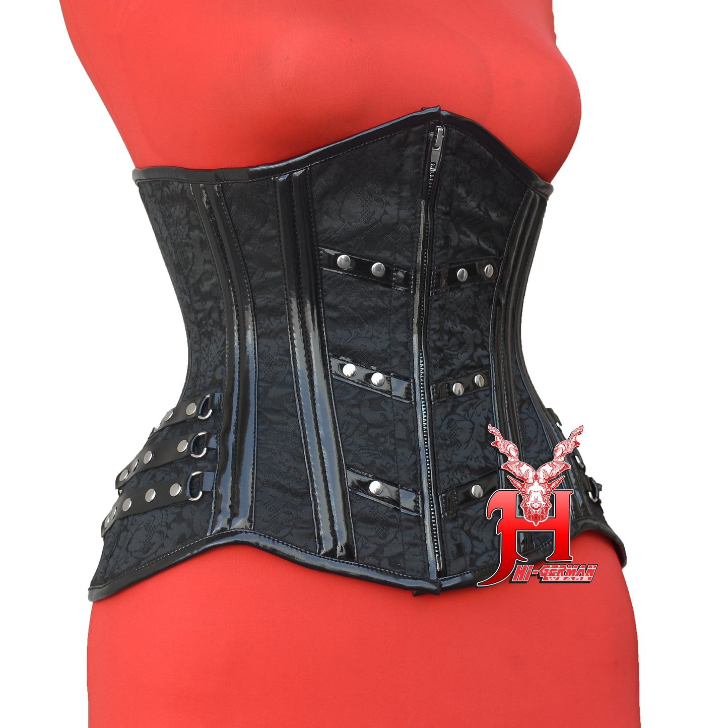 Steel Boned Underbust Brocade Korsett Damen – Steampunk Hourglass Body Shaper Front Zip