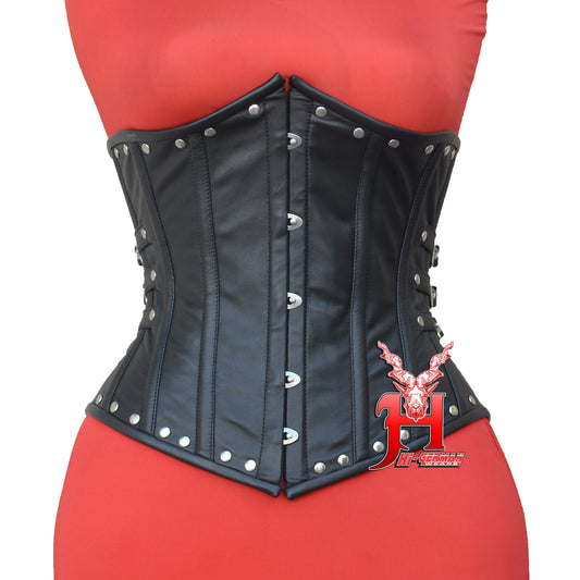 Women's Unterbrustkorsett Schwarz Leder Corsage Gothic Korsett Underbust Leather Corsets