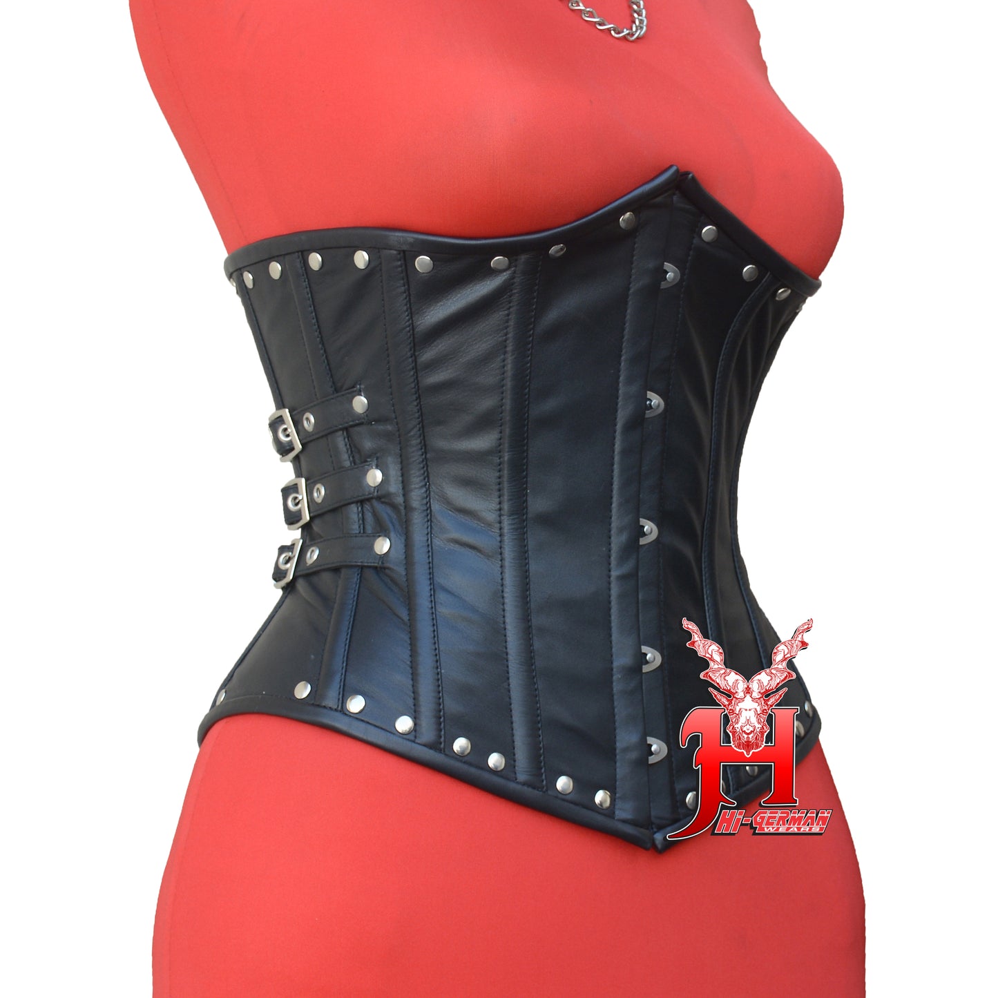 Women's Unterbrustkorsett Schwarz Leder Corsage Gothic Korsett Underbust Leather Corsets