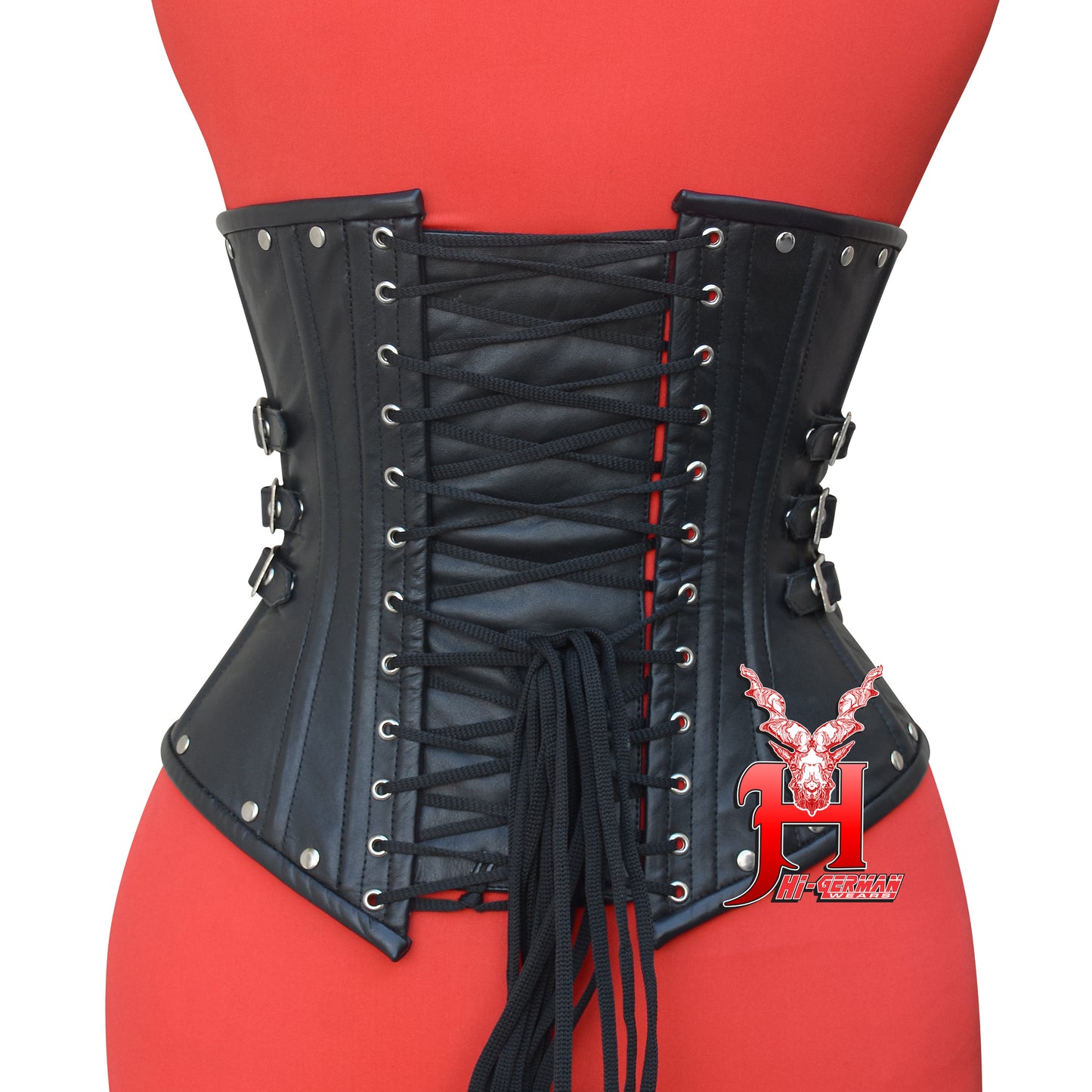 Women's Unterbrustkorsett Schwarz Leder Corsage Gothic Korsett Underbust Leather Corsets