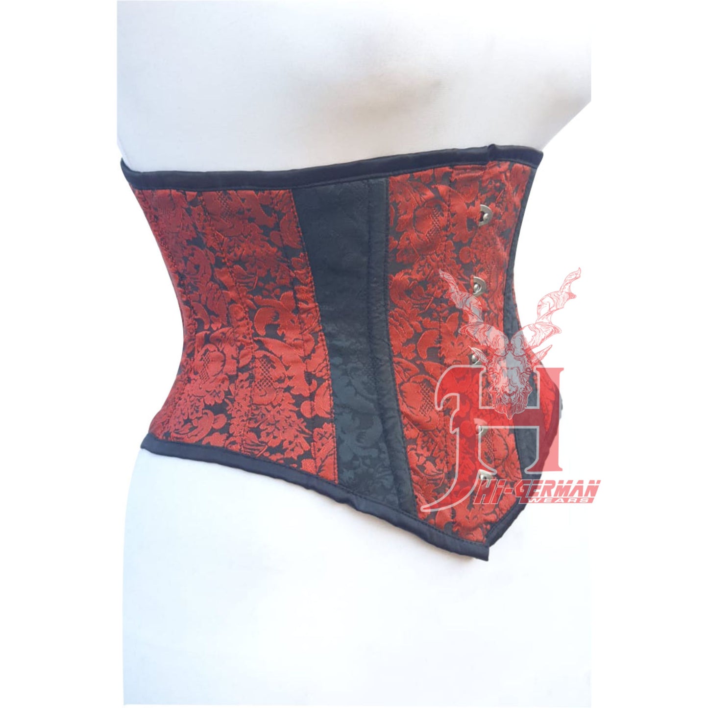 Women Underbust red Brocade Steel Boned Fashion wear Corset Steel Boned Truly Waist Trainer Corsets Hi-134