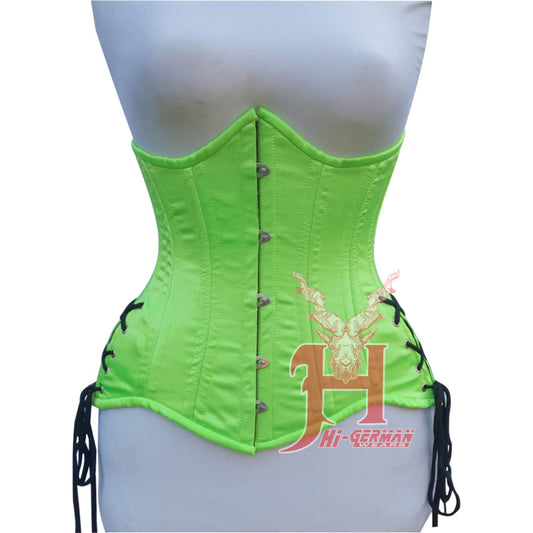 Women Underbust Neon Green Satin corsets Steel Boned Truly Waist Trainer Corsets Hi-130 Corset cotton blue mesh