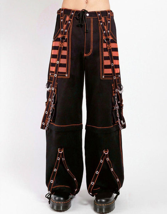 Zip-Off Hose Schwarz Orange – Ketten, Riemen, Ziernähte, Unisex Streetwear