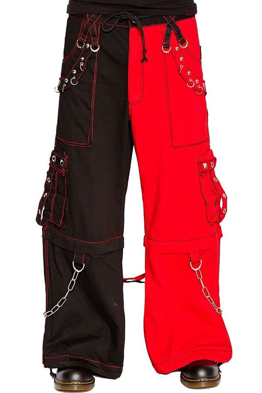 Punk Rock Transformer Baggy Black Split Leg Tripp Pants Black/Red Pants /EMO