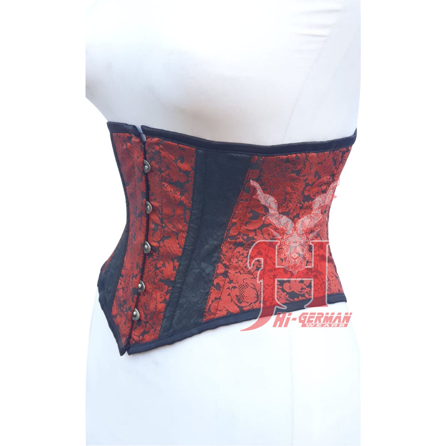 Women Underbust red Brocade Steel Boned Fashion wear Corset Steel Boned Truly Waist Trainer Corsets Hi-134