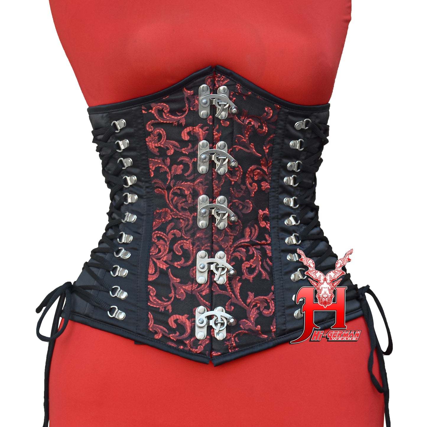 Women's Steel Boned Underbust Brocade Steampunk Body Shaper Hourglass Corset
