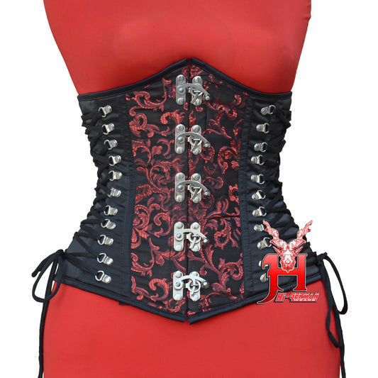 Women's Steel Boned Underbust Brocade Steampunk Body Shaper Hourglass Corset