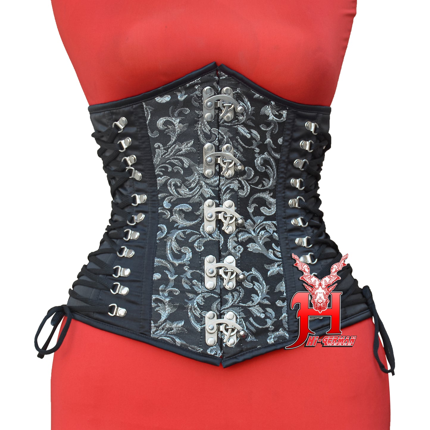 Women's Steel Boned Underbust Brocade Steampunk Body Shaper Hourglass Corset