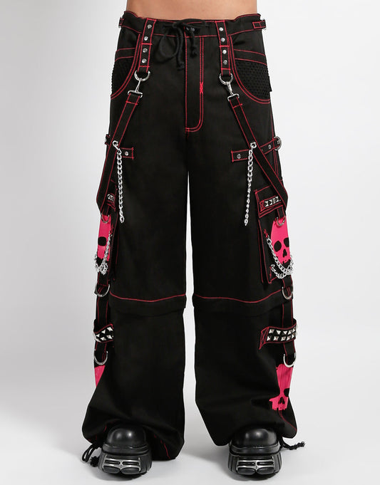 Gothic Skull Hose Schwarz Pink – Abnehmbar, Ketten, D-Ringe, Unisex