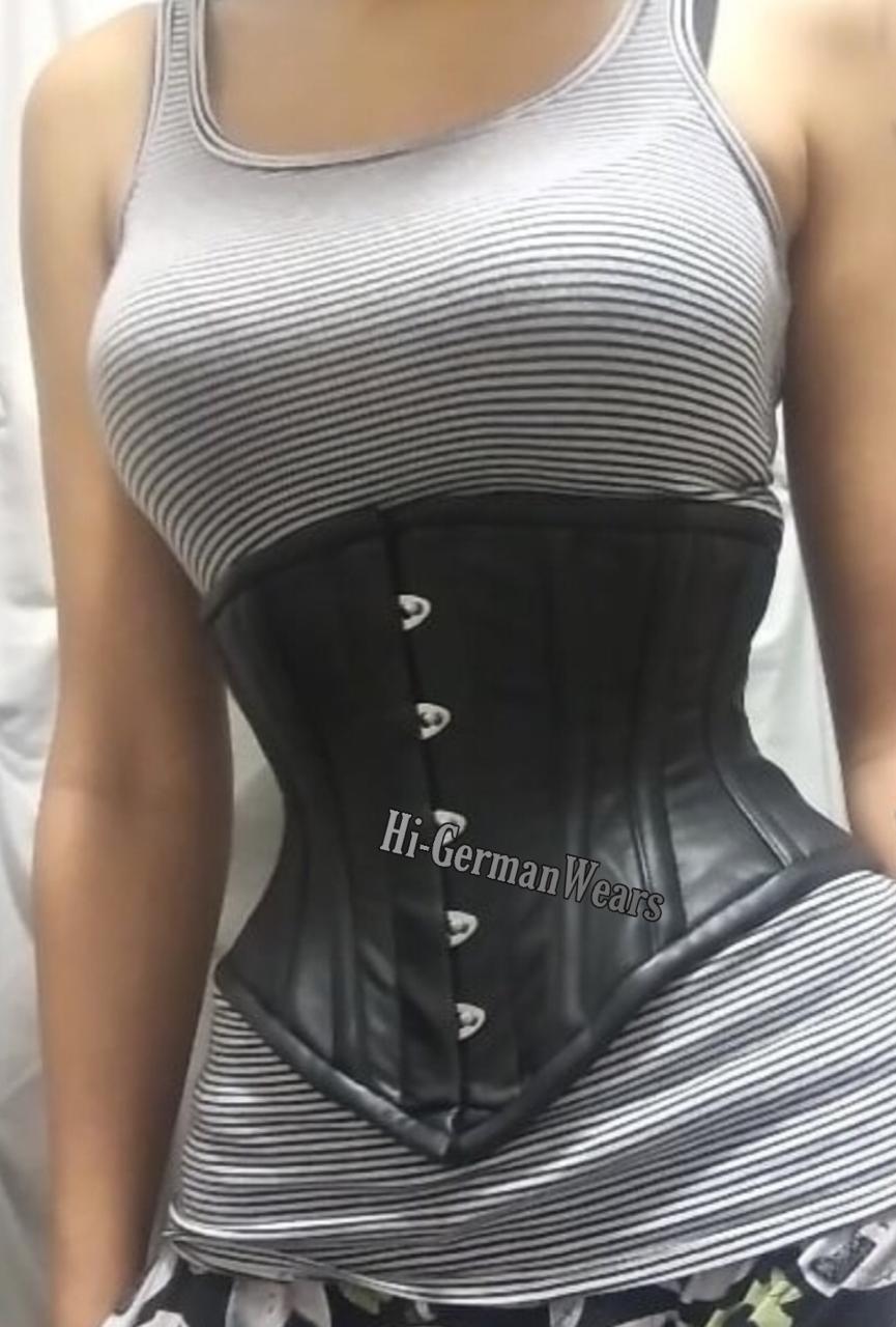 Unterbrustkorsett Schwarz Leder Korsett Taillentraining Underbust Leather Corset