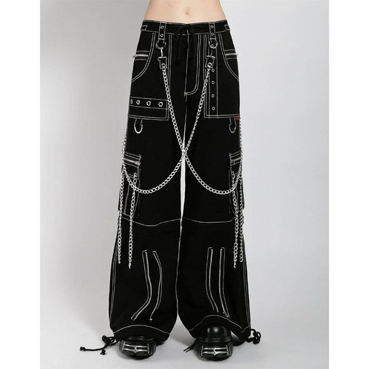Gothic Chain Wide leg Pants Women Oversize Low Rise Dark Academic Trousers 90s