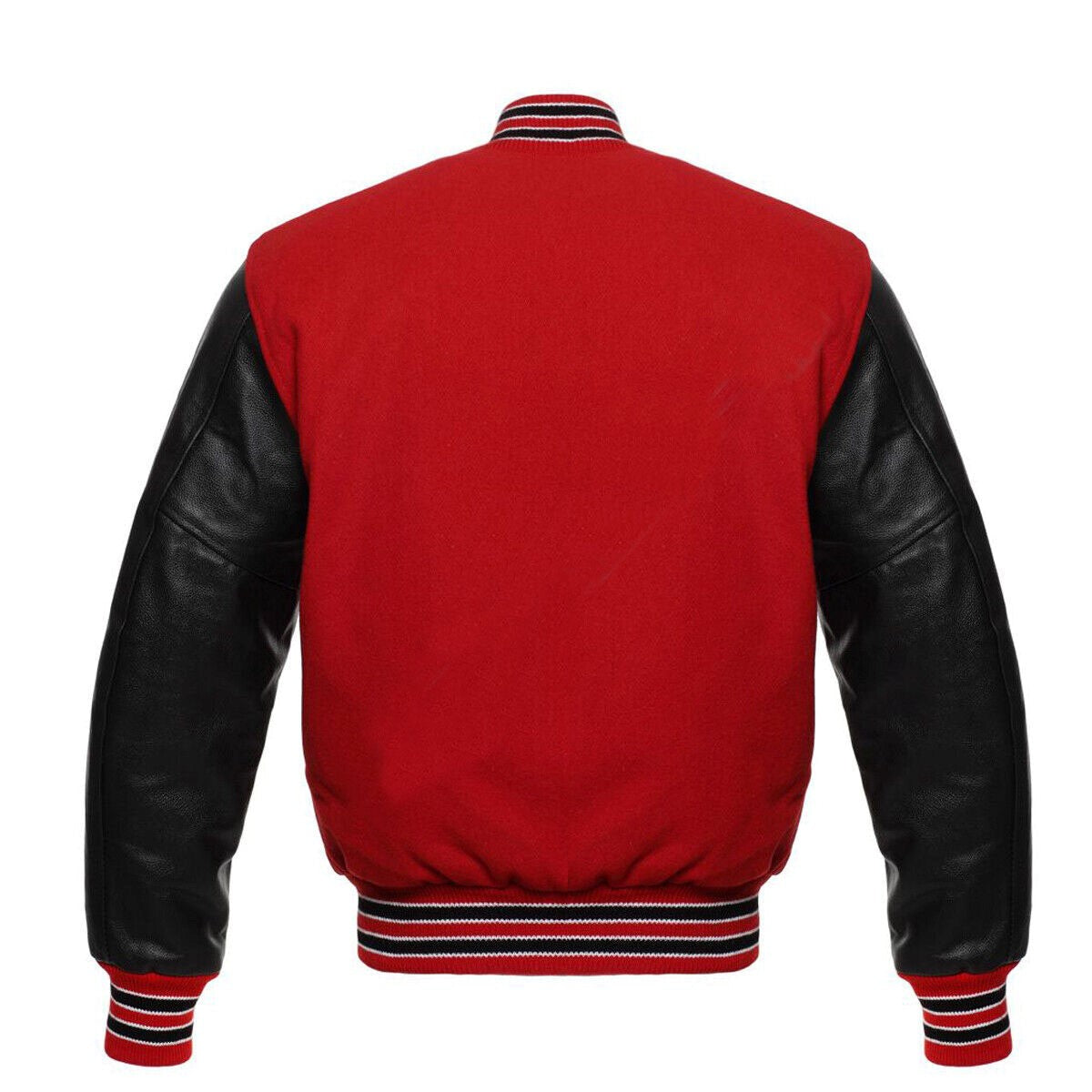 Varsity Letterman Baseball Red Wool Genuine Black Leather Sleeves Jacket XS ~7XL Varsity Men's Women's Kid's Letterman collage jackets Hi-239