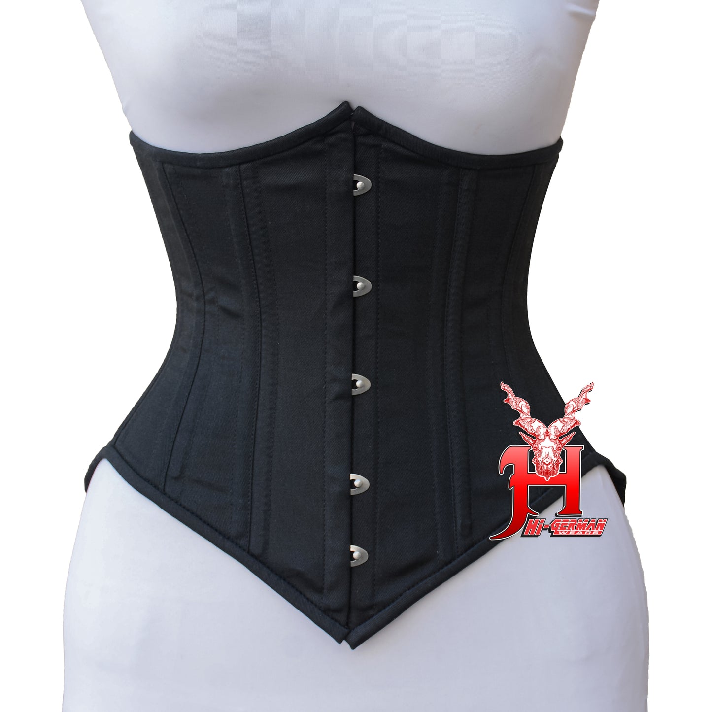 Women’s Underbust Schwarzes Cotton Double Steel Boned Waist Trainer Korsett