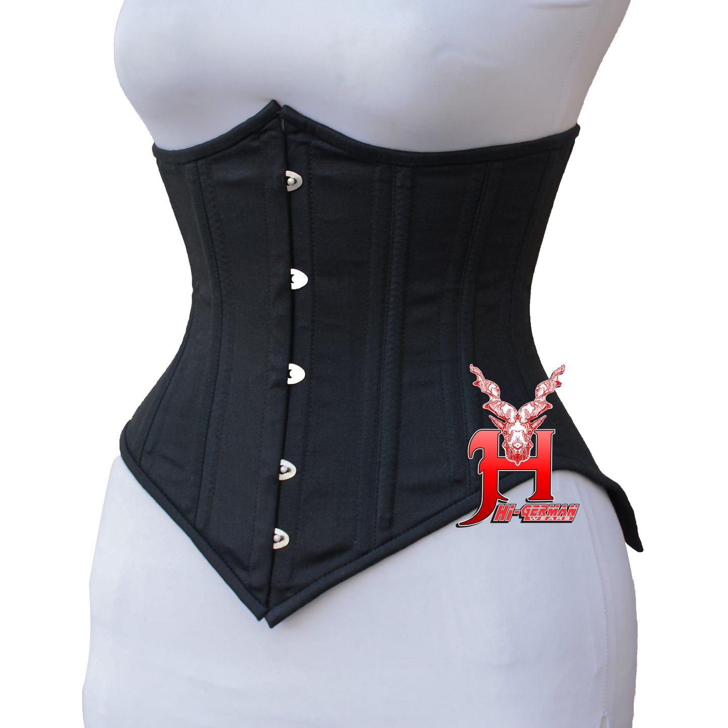Women’s Underbust Schwarzes Cotton Double Steel Boned Waist Trainer Korsett