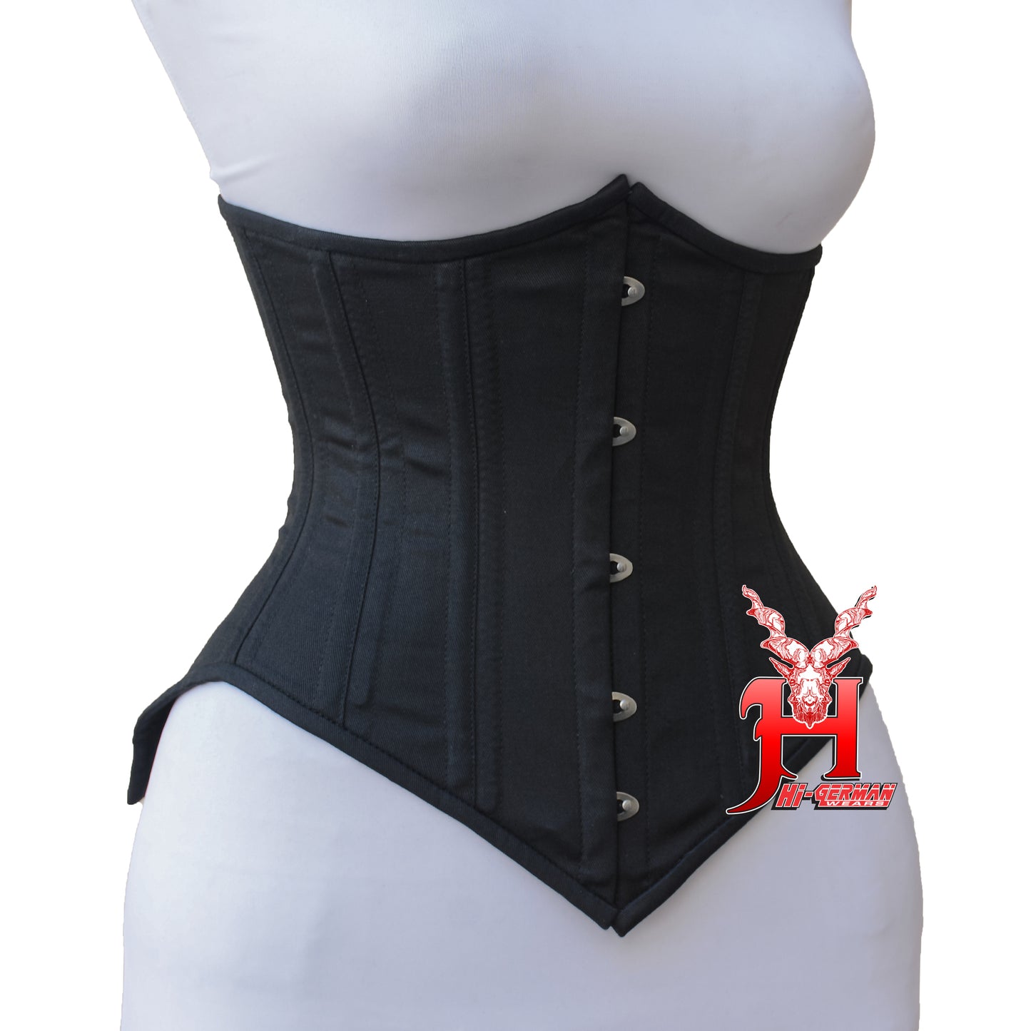 Women’s Underbust Schwarzes Cotton Double Steel Boned Waist Trainer Korsett