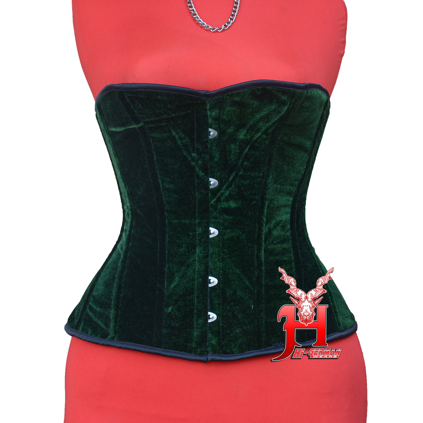 Heavy Duty Steel Boned Half Bust Green Velvet Corset – Extreme Waist Trainer