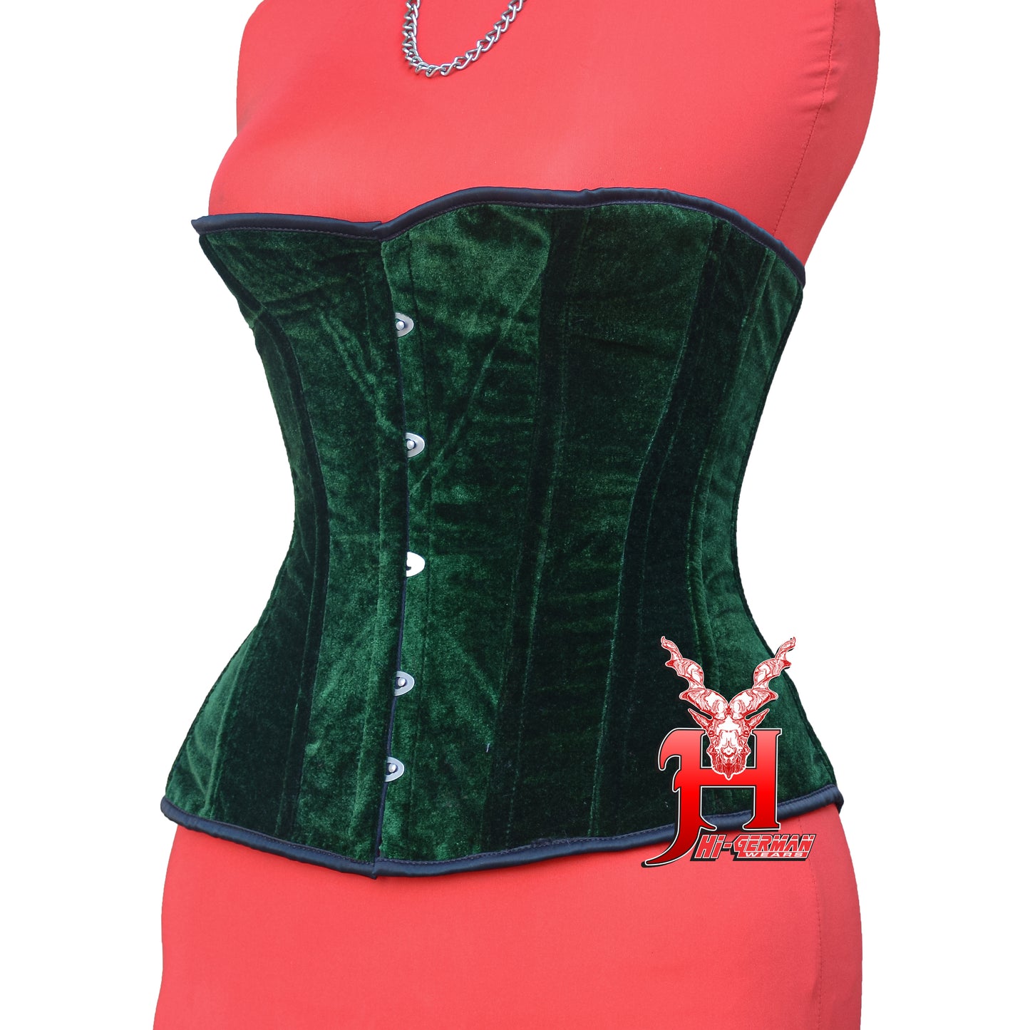 Heavy Duty Steel Boned Half Bust Green Velvet Corset – Extreme Waist Trainer