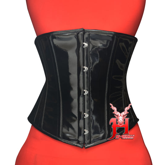 Women’s Underbust Black PVC Steel Boned Corset | Unterbrust Korsett Schwarz
