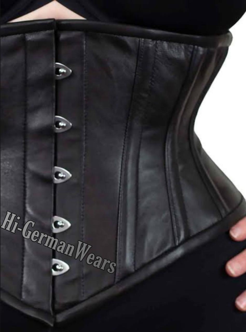 Unterbrustkorsett Schwarz Leder Korsett Taillentraining Underbust Leather Corset