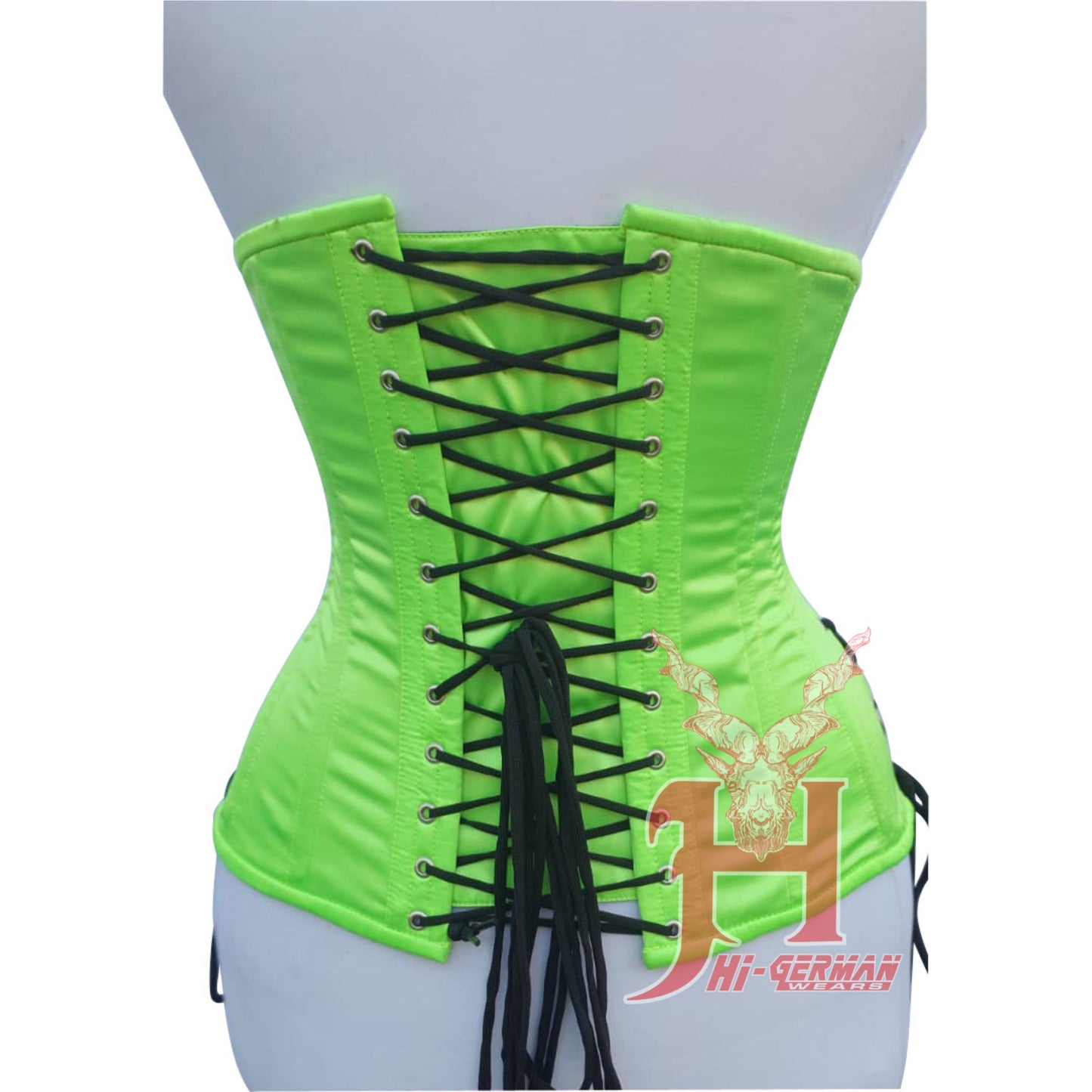 Women Underbust Neon Green Satin corsets Steel Boned Truly Waist Trainer Corsets Hi-130 Corset cotton blue mesh