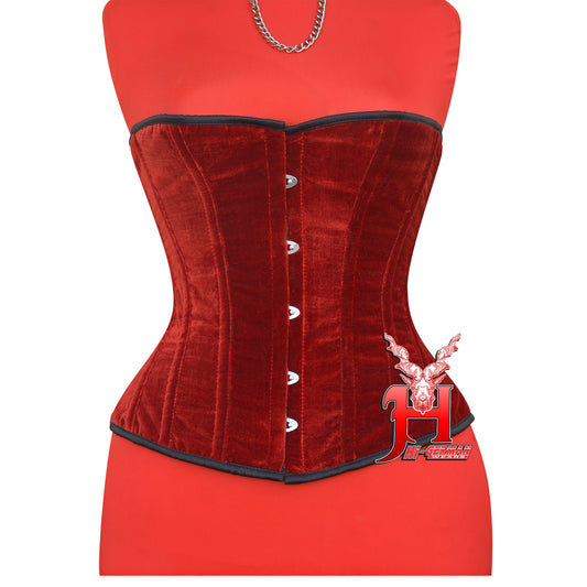 Heavy Duty Steel Boned Half Bust Red Velvet Corset – Extreme Waist Trainer