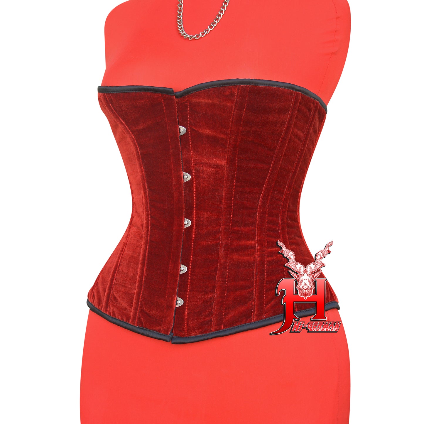 Heavy Duty Steel Boned Half Bust Red Velvet Corset – Extreme Waist Trainer