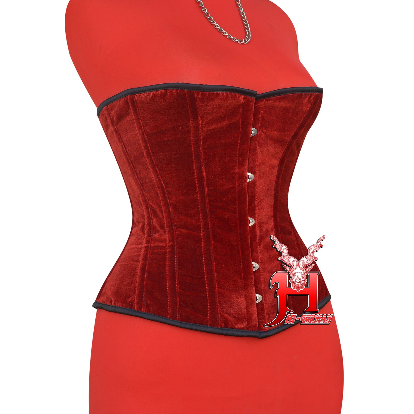 Heavy Duty Steel Boned Half Bust Red Velvet Corset – Extreme Waist Trainer
