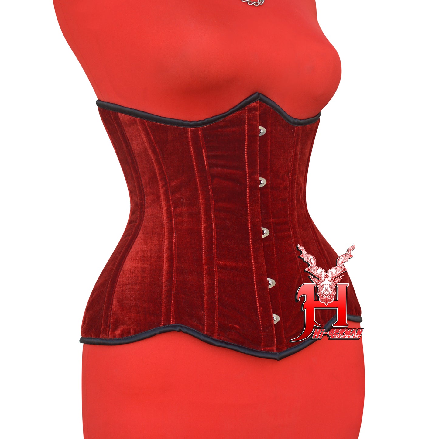 Women’s Red Velvet Underbust Corset – Steel Boned Waist Trainer